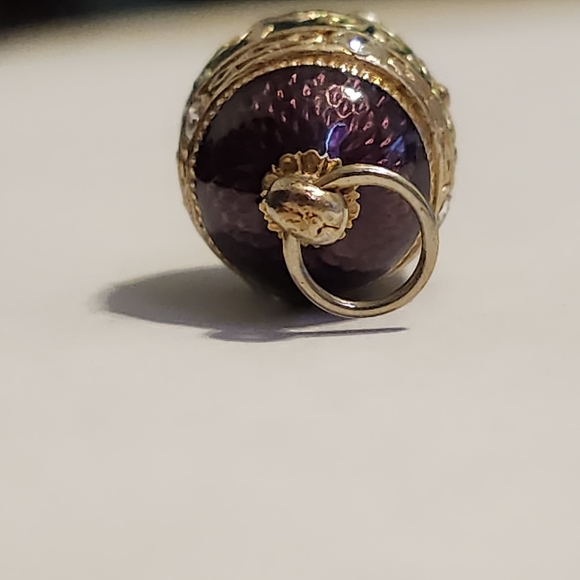 Purple and Gold Egg Pendant Charm with Intricate Detailing Signed - Picture 10 of 12